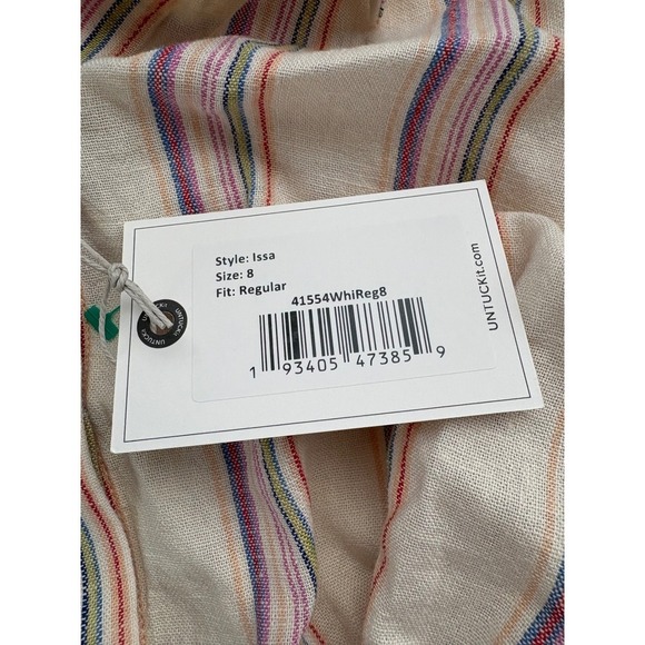 UNTUCKIT Issa Striped Tie-Waist Shirt Top Blouse Short Sleeve Size 8 - Picture 4 of 7